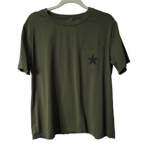 Olive Green Star Pocket T-Shirt Size XL